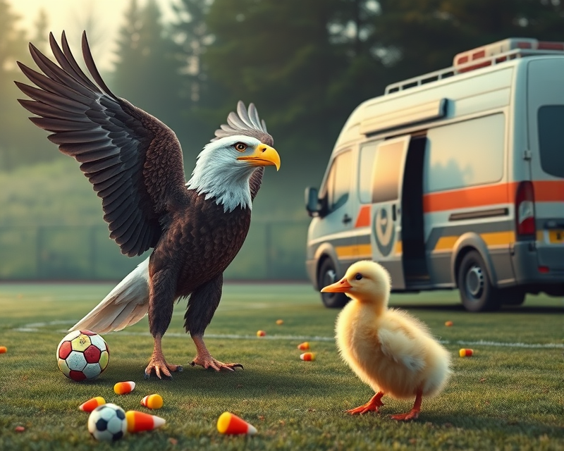 eagle, candy corn, duckling, soccer, van